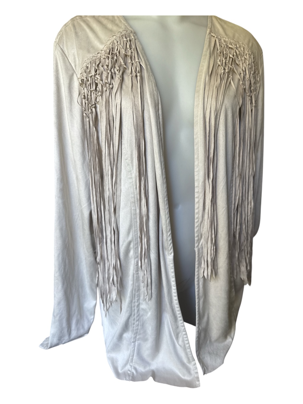 Chico’s Faux Leather Fantastic Fringe Jacket. Chico’s Size 3 Nwt